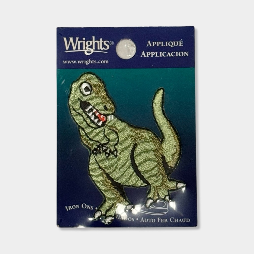 Wrights 2.5” T-Rex Tyrannosaurus Rex Dinosaur Embroidered Iron On Appliqué Patch